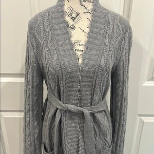 Kinross Gray Cable Knit Cardigan Sweater